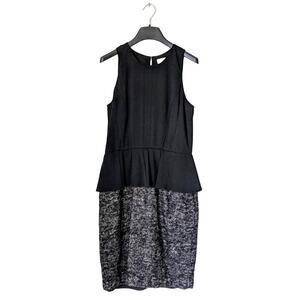 LUNA by Josandra Peplum Career Party Dress Sleeveless Black Grey‎ Women's Medium